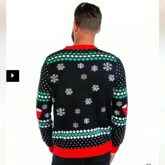 TIPSY ELVES CHEER PONG GAME UGLY CHRISTMAS SWEATER/Sticky Ball Incl. SZ M - Picture 2 of 7